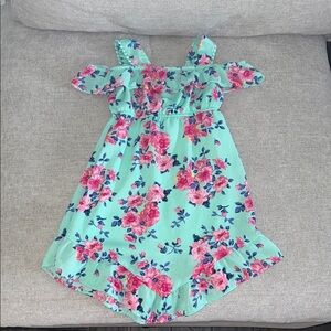 Floral Off-Shoulder Dress with ruffle like bottom and crochet trim straps